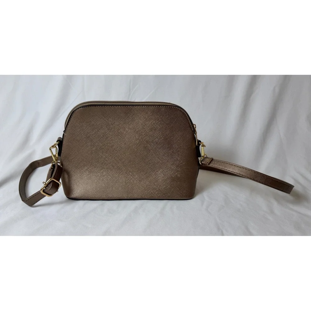 Elim and Paul Dome Crossbody Bag‎ Metallic Bronze Dome Satchel Adjustable Strap